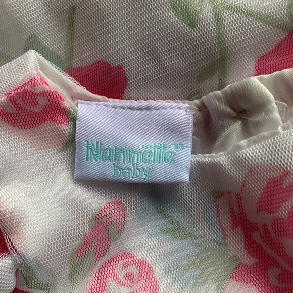 Nannette Baby,6-9m,Perfectly Pretty in Pink,Printed Shades of Pink Roses onTulle - Picture 6 of 9
